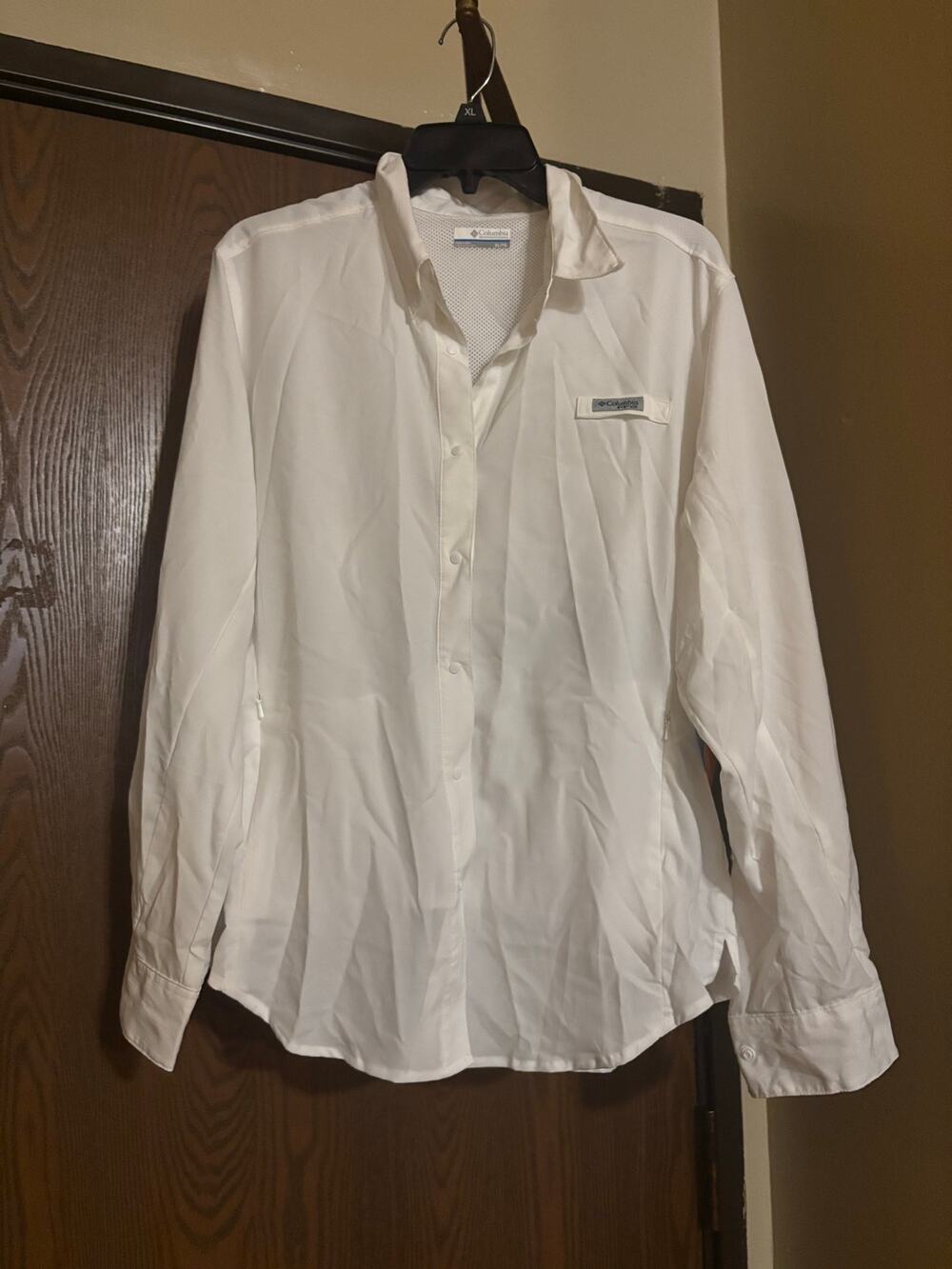 NWT Columbia White Button-Down Fishing Outdoors Long- Sleeve Shirt
